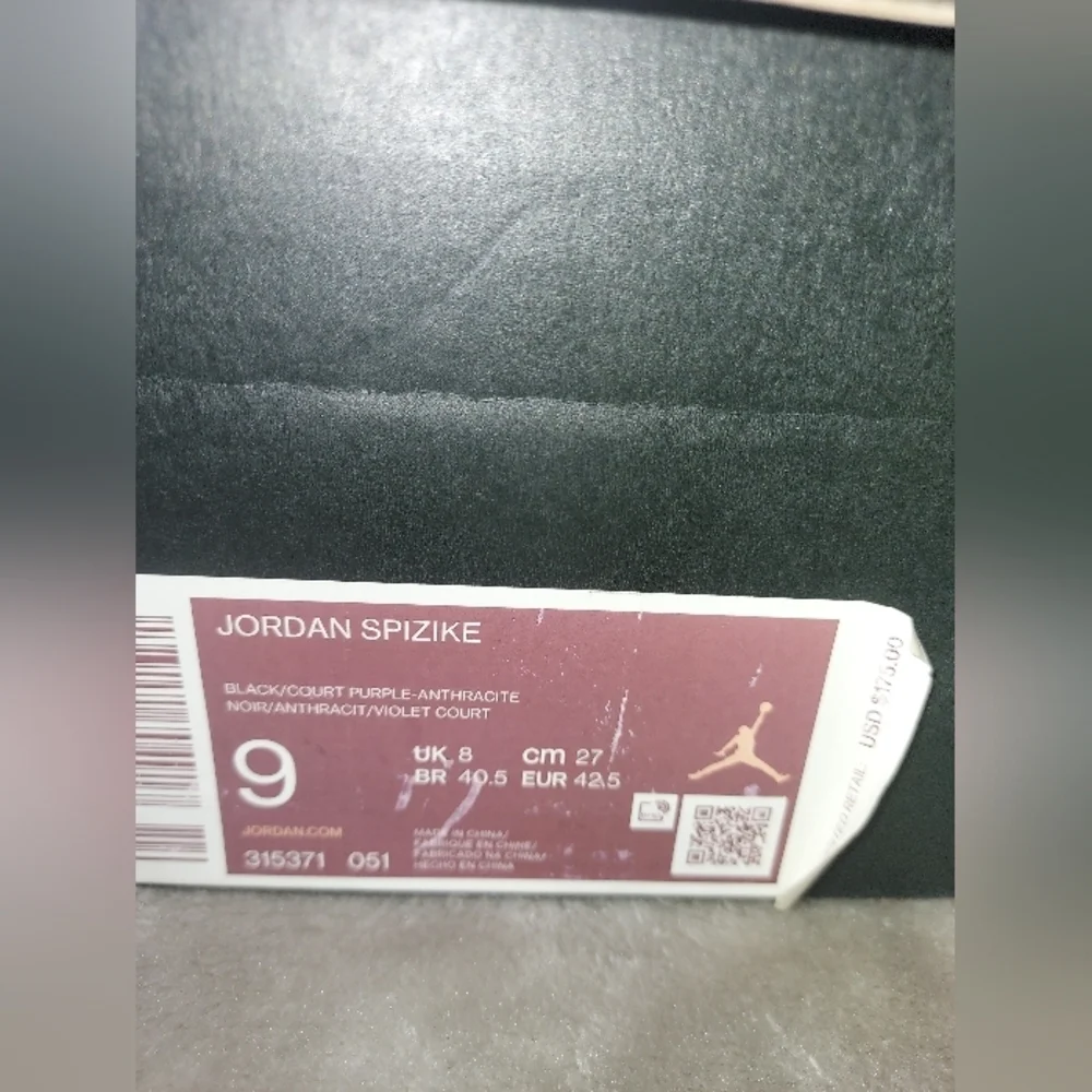Jordan Spizike Black Court Purple Sneakers - Picture 14 of 14